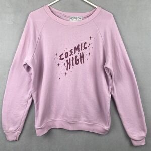 Wildfox Cosmic High Graphic Sweatshirt Pink Raglan Pullover Sz Medium USA Space